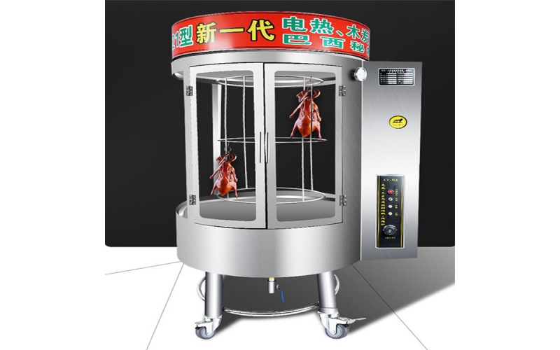 泛泰850型烤鴨爐商用自動旋轉(zhuǎn)全燃氣圓桶燒鴨機烤雞烤魚烤禽箱方